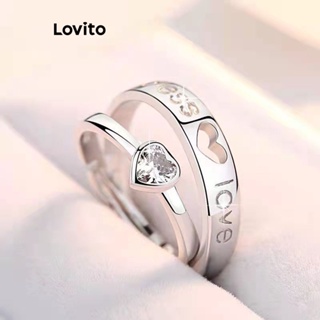 Lovito แหวนโลหะ รูปหัวใจ ลําลอง สําหรับผู้หญิง L63AD038 (สีเงิน)