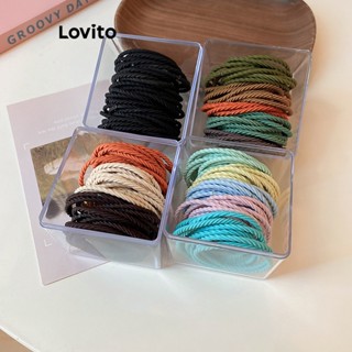 Lovito ยางมัดผมธรรมดา ลําลอง สําหรับผู้หญิง L63AD114 (หลายสี/น้ําตาล/ซีลน้ําเงิน/ดํา)