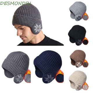 Desmondri หมวกผ้าขนสัตว์ถัก กันลม กันหนาว สีพื้น เรียบง่าย สําหรับผู้หญิง