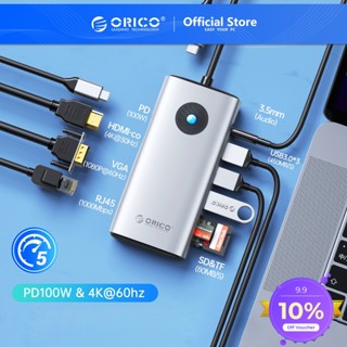 ORICO 11 In 1 อะแดปเตอร์ฮับ  Type C HUB USB C เป็น USB 3.0 HDMI 4K RJ 45  การ์ดรีดเดอร์ SD TF  USB C HUB 3.5 มม. สำหรับโทรศัพท์มือถือ แล็ปท็อป (PW11)