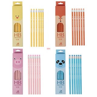 Seng ชุดดินสอ 12 ชิ้น พร้อมยางลบ สําหรับนักเรียน วาดภาพกราไฟท์ HB