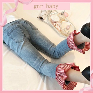 🍓GNR BABY🫐กางเกงยีนขาเก้าส่วน ขนาดใหญ่ สไตล์เกาหลี สําหรับเด็กผู้หญิง อายุ 3-12 ปี