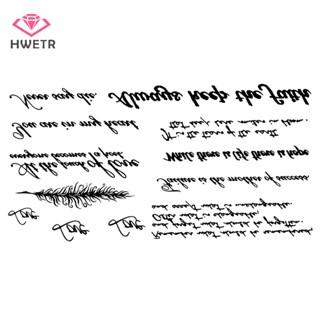 Hwetr สติกเกอร์รอยสักชั่วคราว ลายตัวอักษรภาษาอังกฤษ กันน้ํา 5 แผ่น