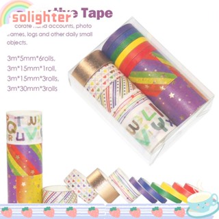 Solighter สติกเกอร์เทปสีรุ้ง สําหรับตกแต่งสมุดภาพ 13 ม้วน