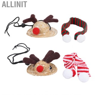 Allinit Reptile Christmas Hat  Elk Antlers Style Bearded Dragon Santa Bright Colors with Scarf for Decoration