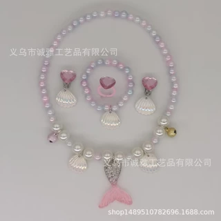 (พร้อมส่งจากไทย)ชุดสร้อยสำหรับเด็ก เซตสร้อยคอไข่มุก สร้อยนางเงือก