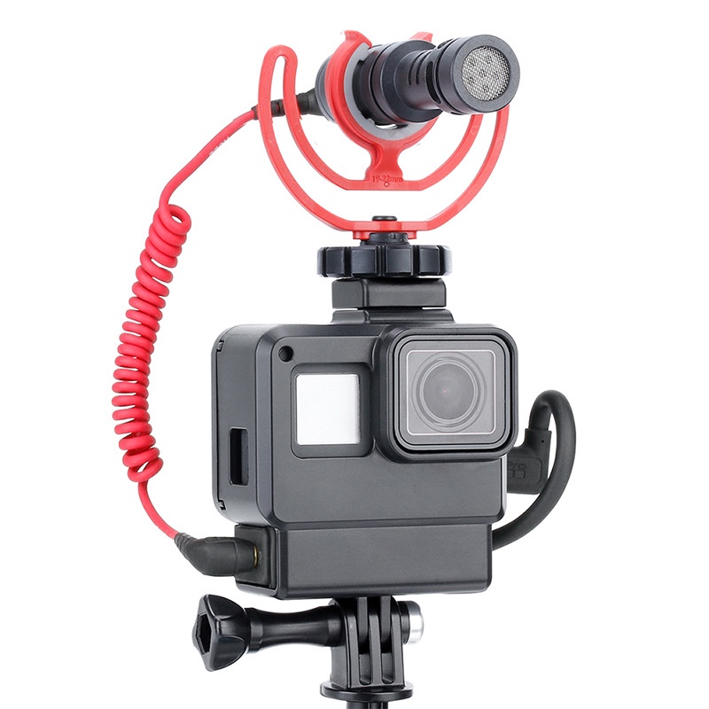 UURIG V2 สําหรับ GoPro กล้องกรงสําหรับ Gopro 7 6 5 Action กล้อง Vlog สําหรับไมโครโฟน Action กล้องอุป