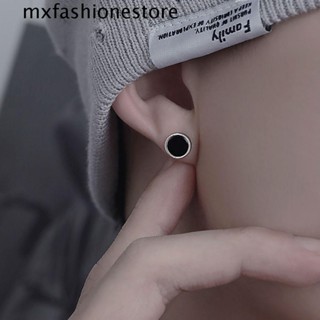 Mxfashione ต่างหูสตั๊ดอาเกต สีดํา หรูหรา เรียบง่าย ละเอียดอ่อน สีม่วง หินทราย โลหะผสม ต่างหูฮิปฮอป สําหรับผู้ชาย