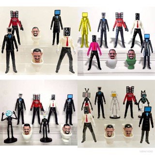 【langxiao】9pcs Skibidi Toilet Action Figure Speakerman TV Man Monitor Man Model Stuffed Toy For Kids Gift Collection