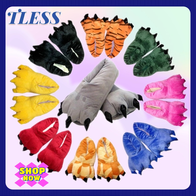 TLESS พร้อมส่ง❗  รองเท้ามาสคอต รองเท้าแตะสลิปเปอร์ รูปอุ้งเท้าสัตว์ ยูนิคอร์น แบบนิ่ม