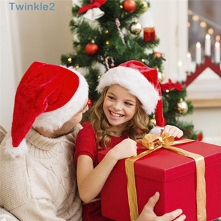 Twinkle หมวกซานตาคลอส ผ้ากํามะหยี่ขนนิ่ม หนา ของขวัญคริสต์มาส สีแดง