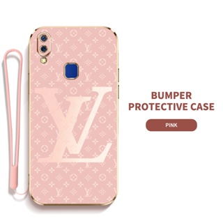 Ybd เคสโทรศัพท์มือถือ ซิลิกาเจล LV พร้อมสายคล้อง บาง ป้องกันเลนส์ สําหรับ Vivo Y95 Y93 Y91 Y91i 1807 1816 1817 1811