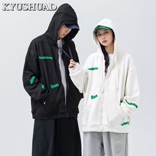 Kyushuad ใหม่ เสื้อแจ็กเก็ตกันหนาว แขนยาว มีฮู้ด ทรงหลวม สไตล์เกาหลี สําหรับผู้ชาย