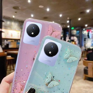 เคสโทรศัพท์มือถือแบบนิ่ม ใส ลายผีเสื้อ ท้องฟ้ากลางคืน หรูหรา สําหรับ VIVO Y02t Y02A Y02