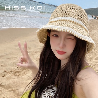 Misskoi [พร้อมส่ง] หมวกฟางกันแดด ป้องกันรังสีอัลตราไวโอเลต ขนาดใหญ่ แฟชั่นฤดูร้อน สําหรับผู้หญิง