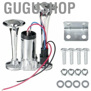 Gugushop Dual Air Horn 12V 600DB High Decibels Electric Trumpet Kit for Large Trucks Buses