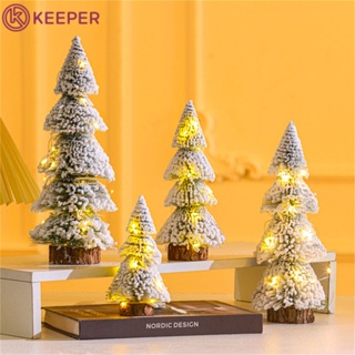 [จัดส่งภายใน 24 ชม.] รูปแบบใหม่พร้อมประภาคารเหมือนFlocking Cedar Treeเดสก์ท็อปเครื่องประดับต้นคริสต์มาสตกแต่งคริสต์มาสมินิเข็มสน【ผู้รักษา】