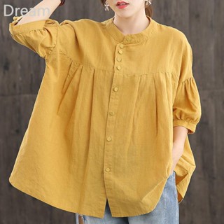 Large size womens shirt summer loose belly hiding meat casual all-match half sleeve shirt