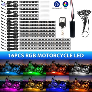 Jen 16-in-1 ชุดแถบไฟ Led Rgb หลากสี สําหรับรถจักรยานยนต์