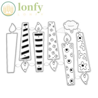 Lonfy แม่พิมพ์โลหะ รูปเทียน สีเงิน สําหรับตกแต่งสมุดภาพ วันเกิด 7 ชิ้น ต่อชุด