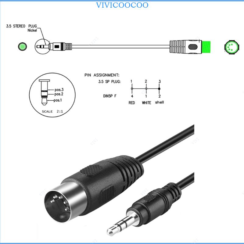 Vivi สายเคเบิล 5-Pin Din-Male 3 5 มม. Male to MIDI Din 5 Pin MIDI Male Female
