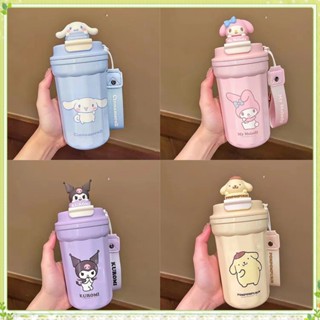 ✨✨youngtime แก้วกาแฟ Sanrio น่ารักมีฉนวนหุ้มฉนวน Kawaii Kuromi My Melody กระติกน้ำร้อนพร้อมฝาปิดถ้วยตุ๊กตา 3 มิติ 480 มล. ถ้วยสูญญากาศสแตนเลส 304 ความจุขนาดใหญ่ youngtime✨✨