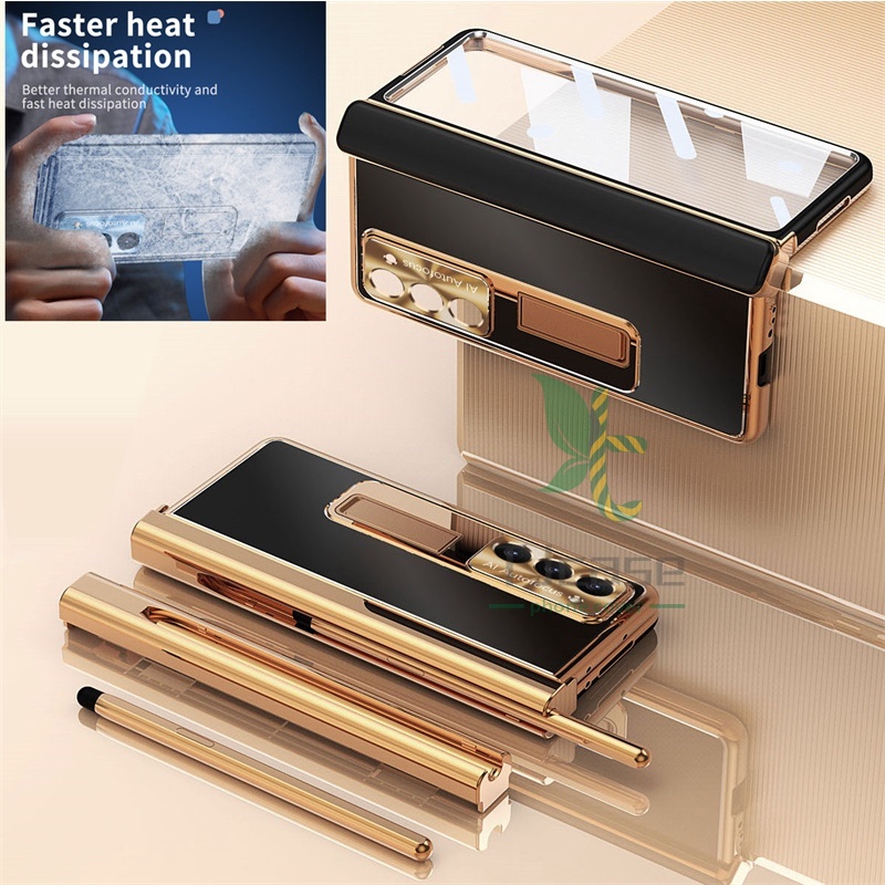 Electoplated อลูมิเนียมอัลลอยด์การกระจายวงเล็บกรณีฝาครอบ Samsung Z พับ 4 Z พับ 5 Z พับ 3 S ปากกาบานพ