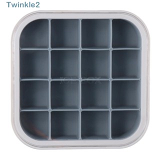 Twinkle กล่องเก็บน้ําแข็ง ซิลิโคน ทรงสี่เหลี่ยม ขนาดเล็ก 16 ช่อง ถอดง่าย