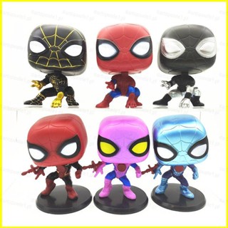 Yyds โมเดลฟิกเกอร์ FUNKO POP Marvel Spider-Man Gwen Stacy สีดํา ทอง สําหรับเด็ก 6 ชิ้น