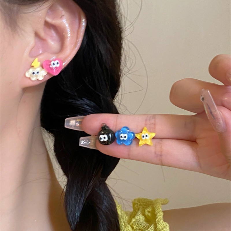 ต่างหูสตั๊ดเรซิ่น S925 ลายการ์ตูนน่ารัก สําหรับเด็กผู้หญิง