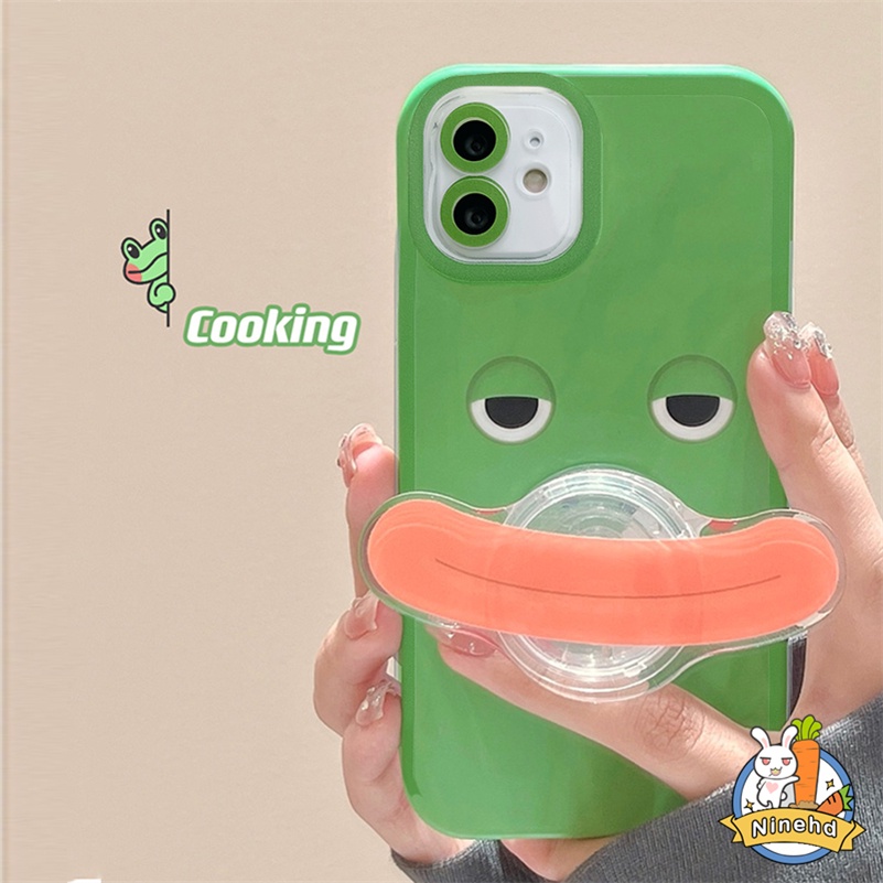 เคสซิลิโคนนิ่ม ลายการ์ตูนกบ สีเขียว กันกระแทก สําหรับ iPhone 14 13 12 11 Pro Max X Xr Xs Max 8 7 6 6s Plus SE 2020