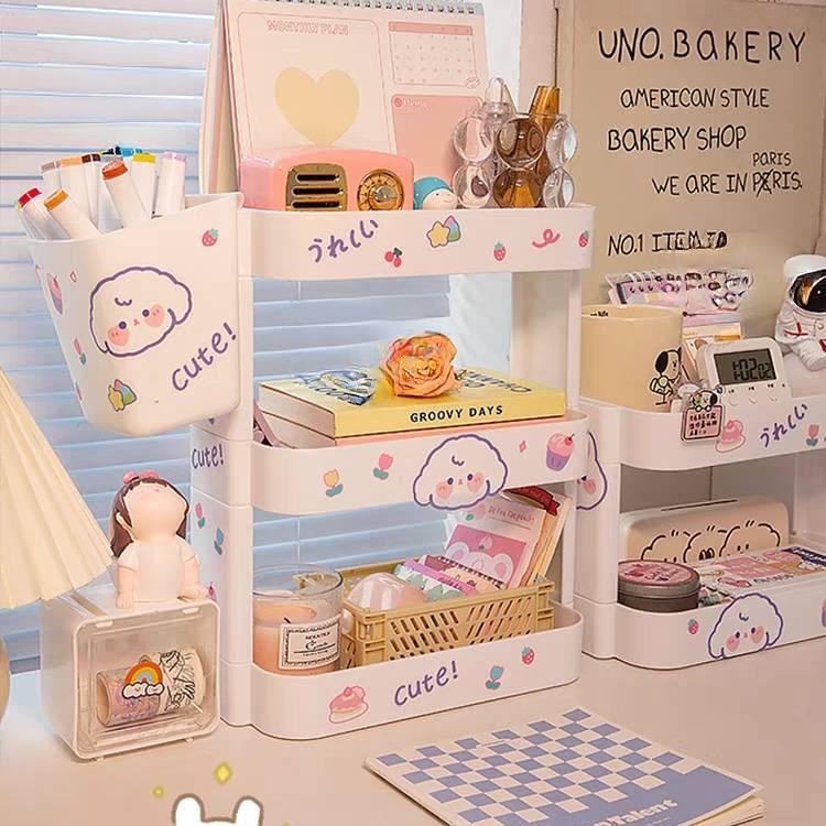 🥭🍁ฟรีสติ๊กเกอร์🥭🍁 ชั้นวางของ ใส่เครื่องสำอาง เครื่องเขียน จัดระเบียบครัว ประหยัดพื้นที่ - รูปที่ 3