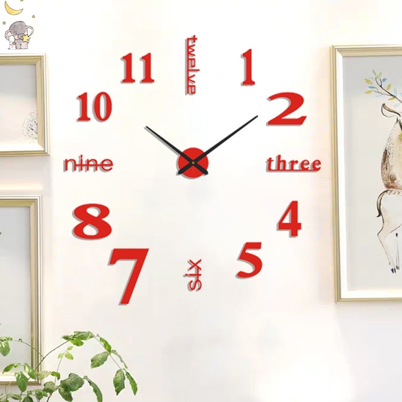 3D Creative อะคริลิค DIY กระจกนาฬิกาแขวน Simple Home Digital Wall สติกเกอร์ตกแต่ง Mute ถ้วยกาแฟสติ๊กเกอร์ติดผนังนาฬิกาควอตซ์ YK