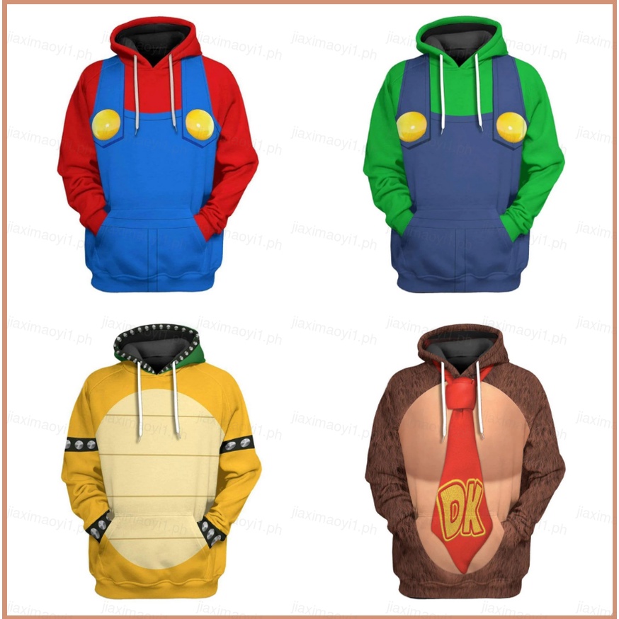 23 เสื้อกันหนาวลําลอง แขนยาว มีฮู้ด ลาย Super Mario Bros 3D Luigi Kuba Fire Dragon โอเวอร์ไซซ์ สําหรับผู้ใหญ่ ทุกเพศ