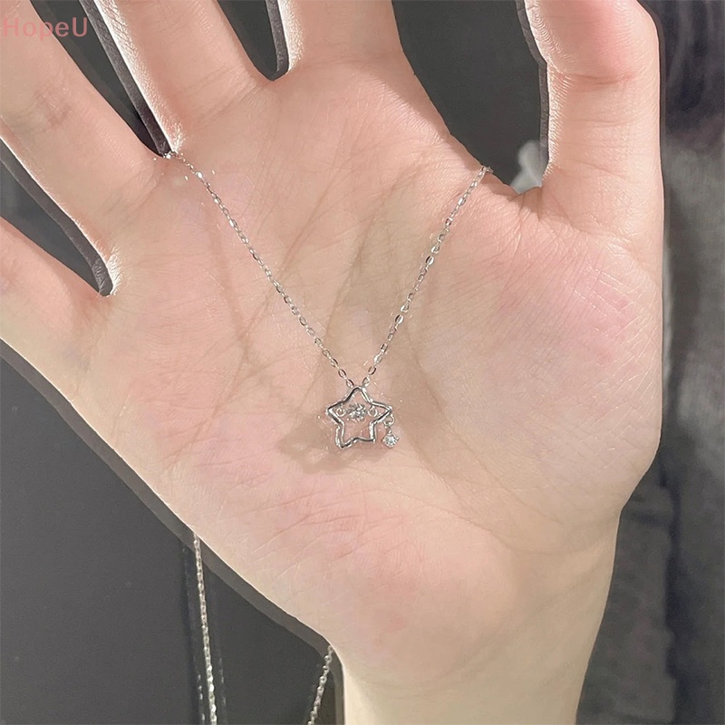 [HopeU] สร้อยคอโซ่ จี้คริสตัล รูปดาวกลวง เครื่องประดับแฟชั่น สําหรับผู้หญิง