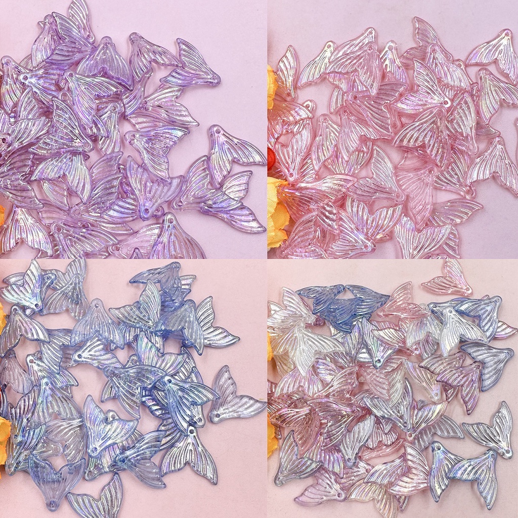 100 ชิ้น อะคริลิคใส สีหางปลา ลูกปัด สร้อยคอแฟชั่น สร้อยข้อมือ ลูกปัดวัสดุ ผู้หญิง เด็กผู้หญิง DIY เครื่องประดับ ของขวัญ