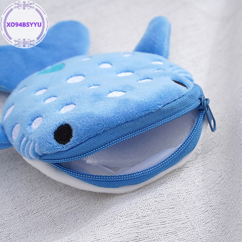 Xo94bsyyu การ์ตูนเด็ก Shark Wallet กระเป๋าซิปสายเคเบิลข้อมูลกระเป๋าจี้เด็ก VN