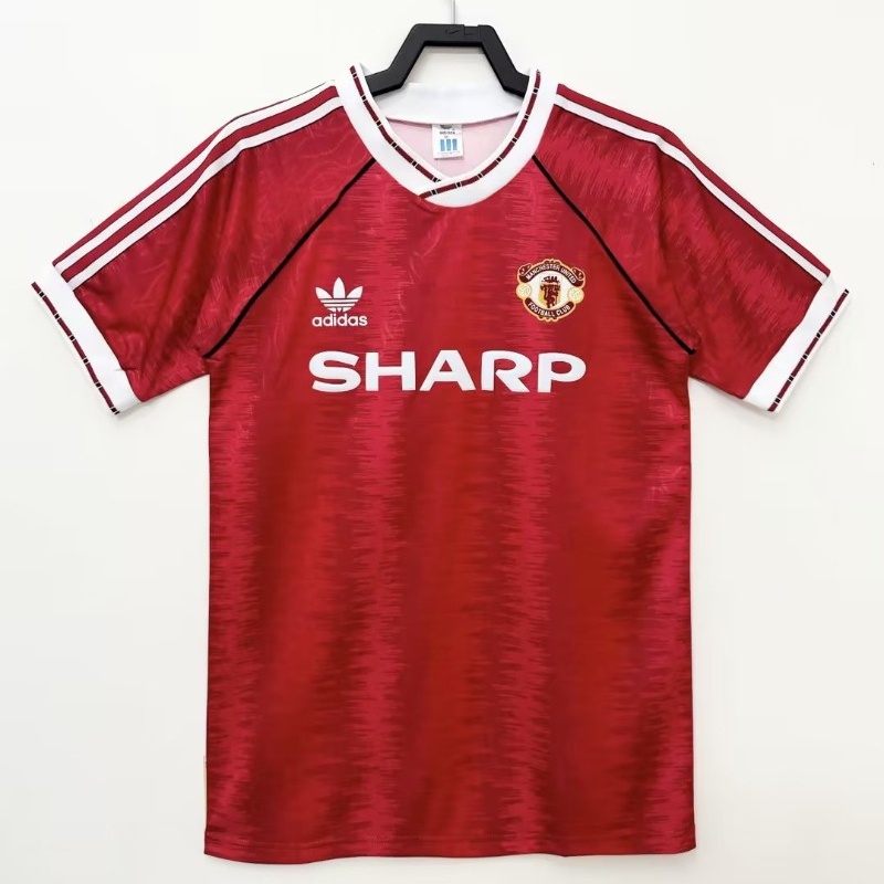 เสื้อกีฬาแขนสั้น ลายทีมฟุตบอล Manchester United 1990-92 Manchester United ชุดเหย้า สไตล์วินเทจ แห้งเ