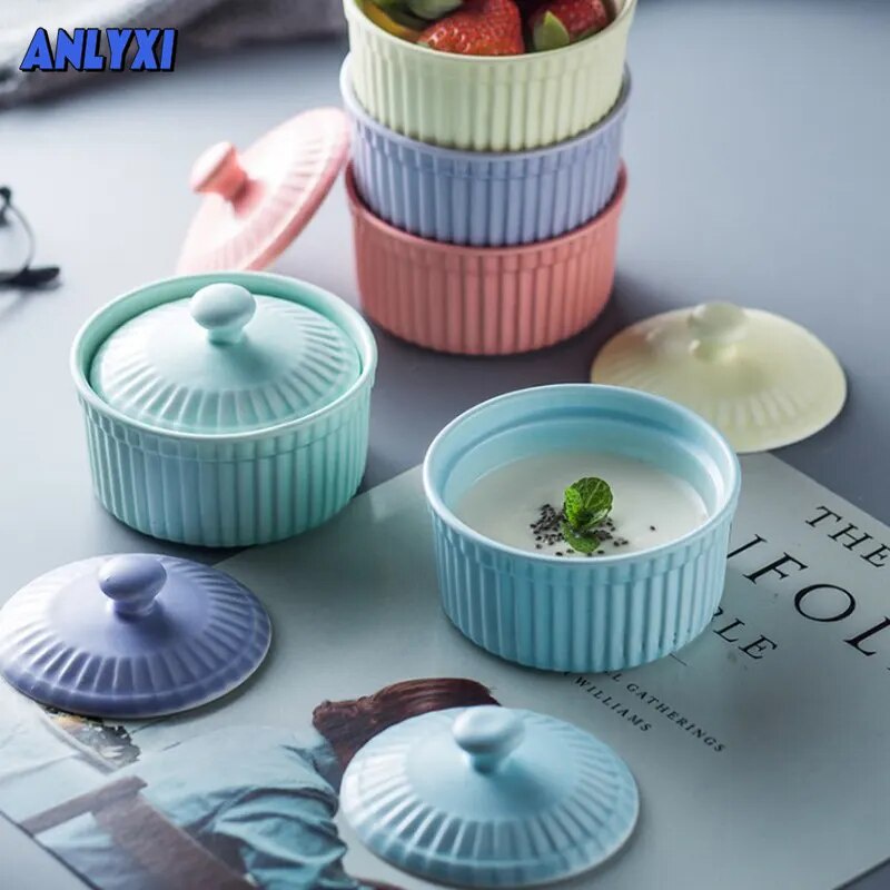 New Small Ceramic Cooking Pots With Lid Home Used Steamed Egg Stew Soup Pot Cheap Oven Hotpot Casser