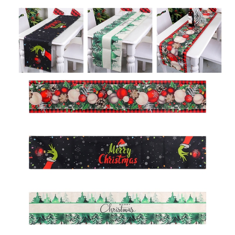 Yu Christmas Table Runners ตกแต่งคริสต์มาสสําหรับ Home Table Cover ผ้าปูโต๊ะ