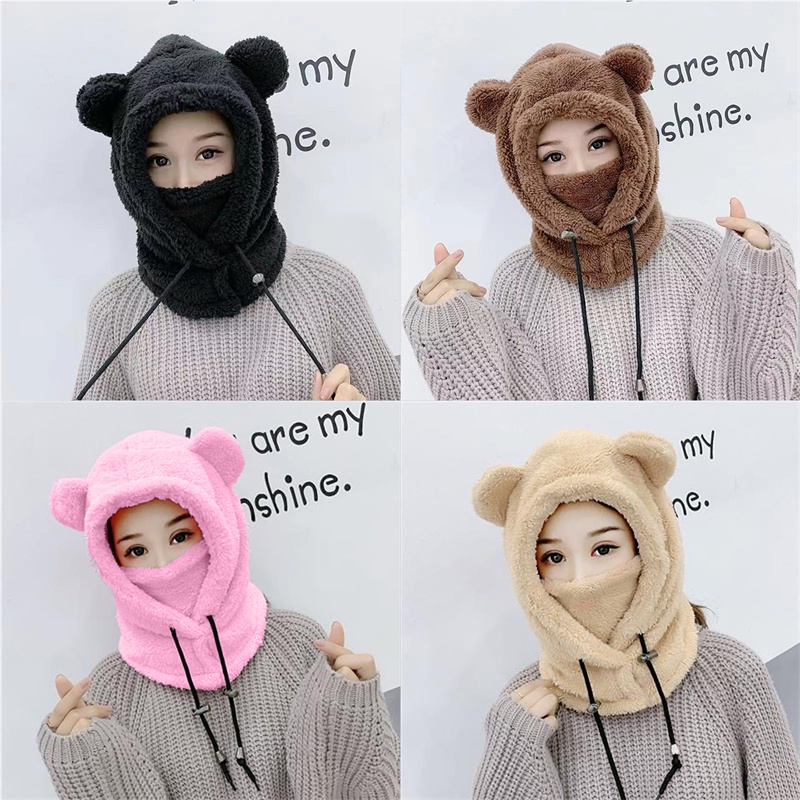 หมวกผ้าพันคอ ผ้าฝ้าย และผ้ากํามะหยี่ ป้องกันลม ให้ความอบอุ่น แฟชั่นฤดูใบไม้ร่วง และฤดูหนาว สําหรับผู้หญิง