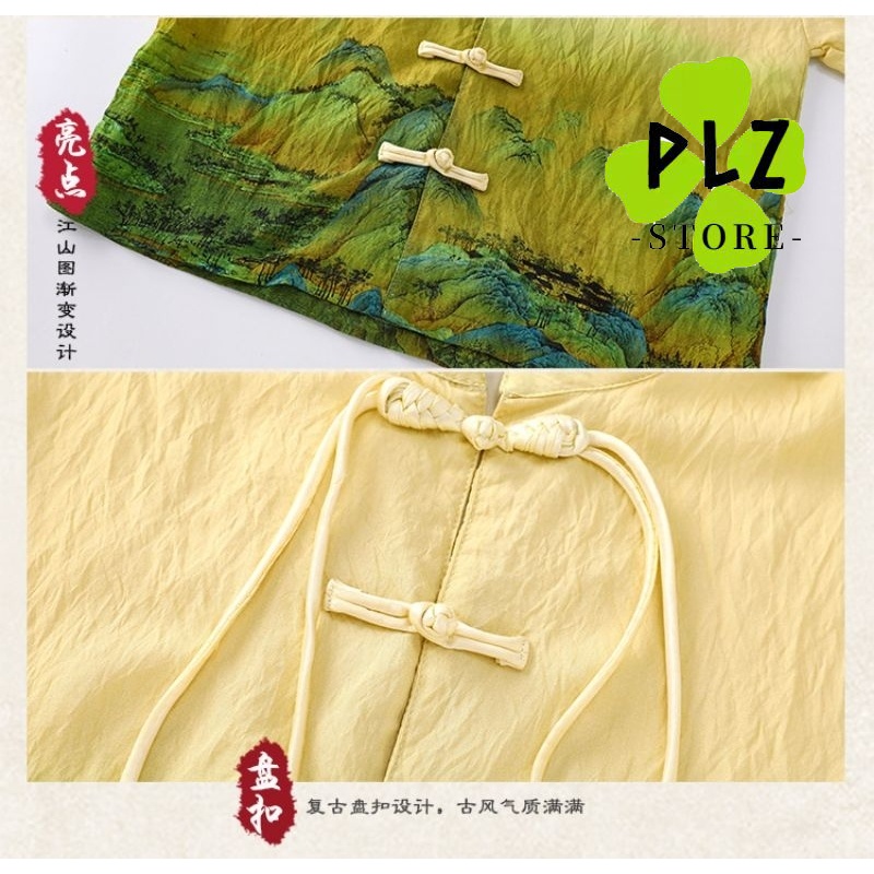 เด็กชายสไตล์จีนซูเปอร์อมตะฤดูร้อนสไตล์ตะวันตกรสสูทพันไมล์แม่น้ําแผนภูมิภูเขาไล่ระดับสีสไตล์จีนสูท - รูปที่ 4