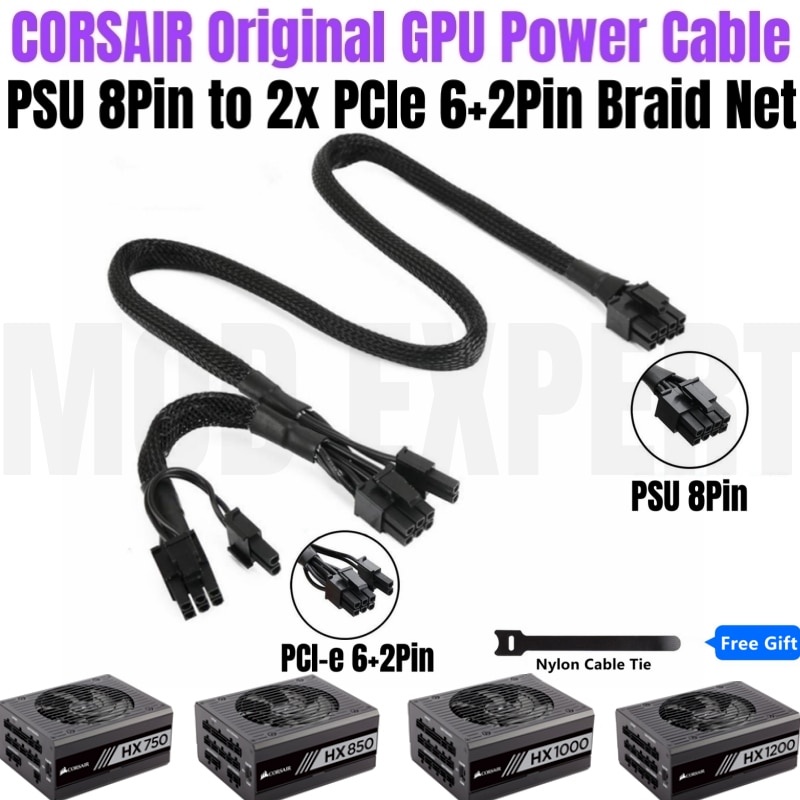 CORSAIR GPU สาย 8Pin ถึง 2x PCI-e 8Pin 6+2Pin สําหรับ HX1200 HX1000 HX850 HX750 PLATINUM Modular Pow