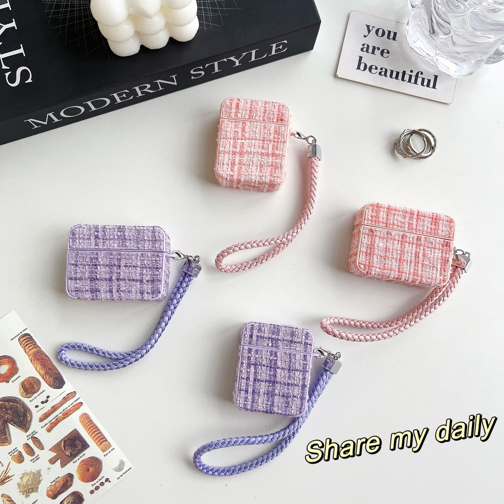 Mango กรณีปลอกสําหรับ AirPods 1 2 3 4 Pro 2 กรณีปลอก Gen 2 3 4 2nd 3rd 4th ผ้า Art ลูกไม้สี่เหลี่ยมผืนผ้า