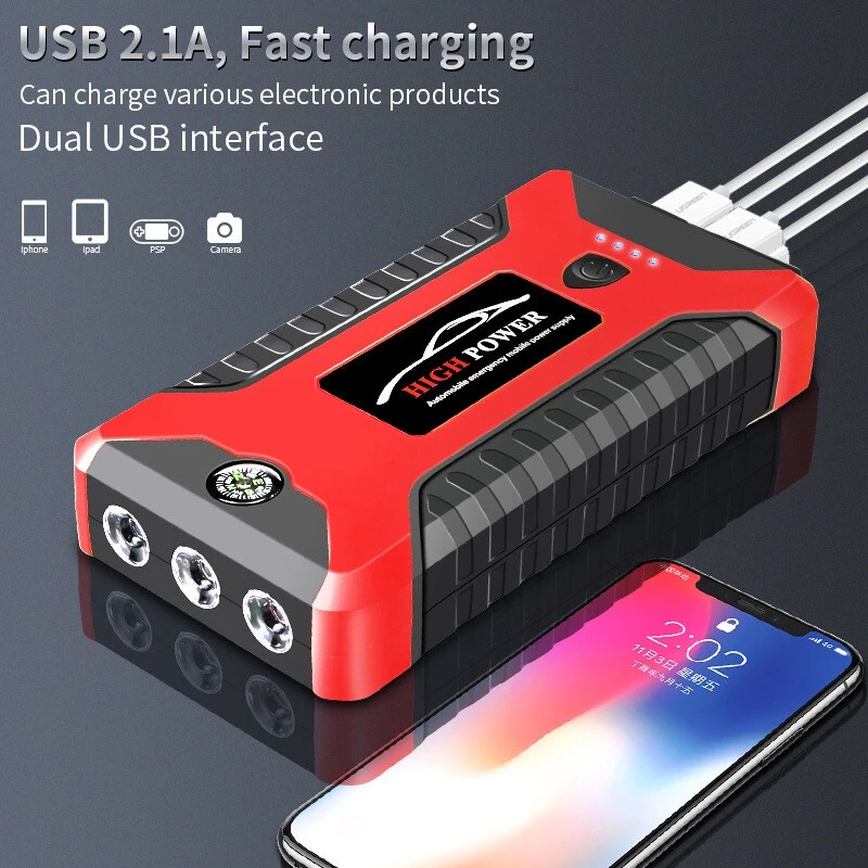 จั๊มสตาทรถยนต์ 99800mAh 2in1 จั๊มสตาร์ท แบตเตอรี่กู้ภัยพกพาได้ เครื่องชาร์จรถยนต์แบบพกพา Car Jump Starter ไดสตาร์ทรถยนต์ thumbnail 4