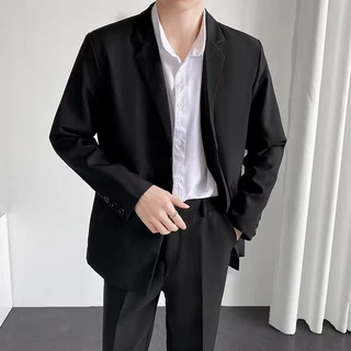 PannoFluxus เสื้อแจ็กเก็ตสูทลําลอง ไม่มีเหล็ก สไตล์อังกฤษ แฟชั่นฤดูใบไม้ร่วง สําหรับผู้ชาย
