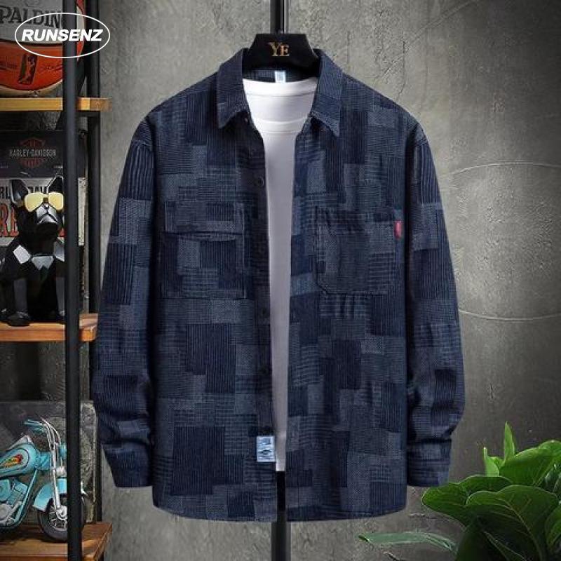 เสื้อแจ็กเก็ตลําลอง แขนยาว แบบหนา ทรงหลวม ลายสก๊อต แฟชั่นฤดูใบไม้ร่วง และฤดูหนาว สไตล์เกาหลี สําหรับผู้ชาย ไซซ์ M - 8XL