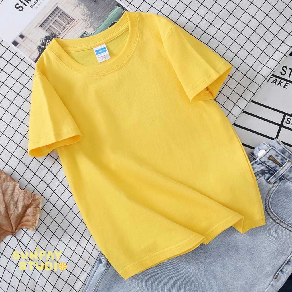 เสื้อยืดเด็ก คอกลม แขนสั้น โทนวินเทจ เสื้อผ้าเด็ก สีพื้น ผ้านุ่ม ใส่สบาย