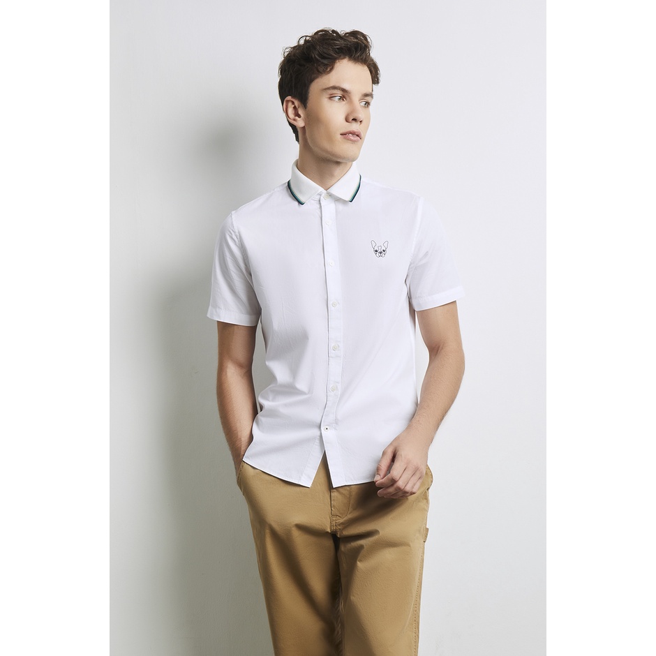 ESP เสื้อเชิ้ตเฟรนช์ชี่คอปกผ้ายืด ผู้ชาย สีขาว | Frenchie Shirt with Stretchable Trim Collar | 03765