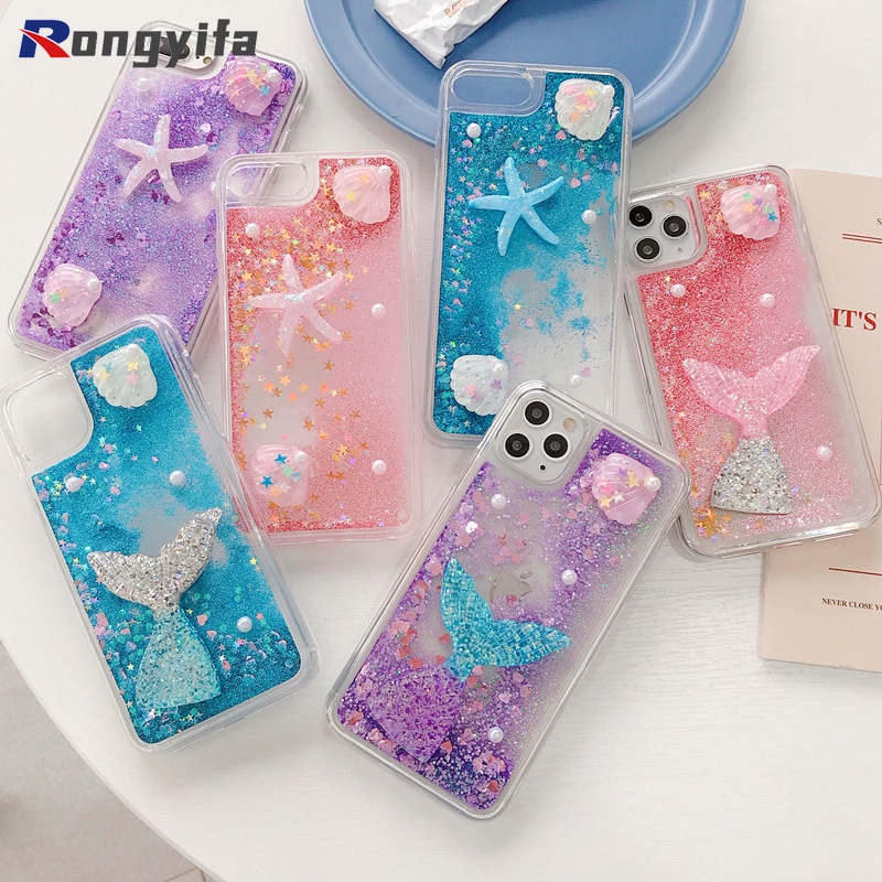 Mermaid Quicksand เคสโทรศัพท ์ สําหรับ Realme 11 Pro 5G 10 4G 10 9 Pro Plus Casing Starfish Pearl Liquid Quicksand Glitter กรณี Hand Made ป ้ องกันกรณีกลับครอบคลุม